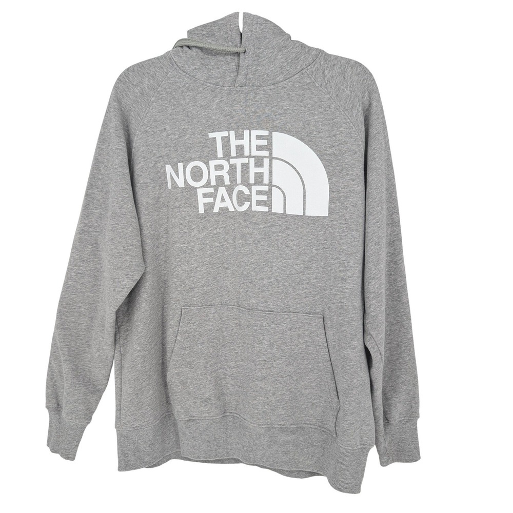 The North Face Hoodie Womens L Grey Half Dome Graphic Logo Pullover Sweatshirt
